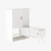 37" Warm White Shoe Storage Fluted Entryway Cabinet, Right Hand