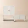 37" Warm White Shoe Storage Fluted Entryway Cabinet, Right Hand