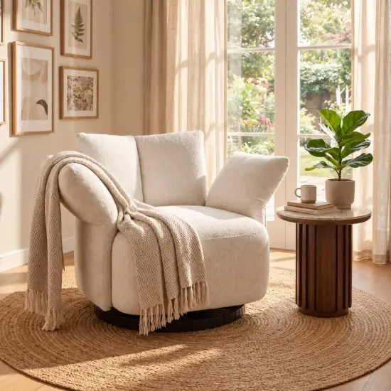 Picture of Florvia Chenille Swivel Adjustable-Armrest Accent Chair – AUD-H2960