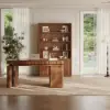 Aura 63" Walnut Fluted 360-Degree Rotating Electric Adjustable Standing Desk