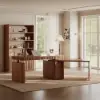 Aura 63" Walnut Fluted 360-Degree Rotating Electric Adjustable Standing Desk