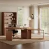 Aura 63" Walnut Fluted 360-Degree Rotating Electric Adjustable Standing Desk