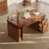 Aura 63" Walnut Fluted 360-Degree Rotating Electric Adjustable Standing Desk