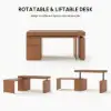 Aura 63" Walnut Fluted 360-Degree Rotating Electric Adjustable Standing Desk
