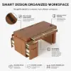 Aura 63" Walnut Fluted 360-Degree Rotating Electric Adjustable Standing Desk