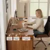 Aura 63" Walnut Fluted 360-Degree Rotating Electric Adjustable Standing Desk