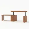 Aura 63" Walnut Fluted 360-Degree Rotating Electric Adjustable Standing Desk