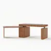 Aura 63" Walnut Fluted 360-Degree Rotating Electric Adjustable Standing Desk