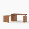 Aura 63" Walnut Fluted 360-Degree Rotating Electric Adjustable Standing Desk
