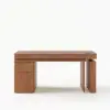 Aura 63" Walnut Fluted 360-Degree Rotating Electric Adjustable Standing Desk