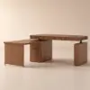 Aura 63" Walnut Fluted 360-Degree Rotating Electric Adjustable Standing Desk