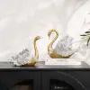 2-Piece Resin Swan Figurines – Elegant Gold Swan Decorative Storage Set