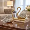 2-Piece Resin Swan Figurines – Elegant Gold Swan Decorative Storage Set