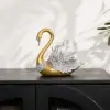 2-Piece Resin Swan Figurines – Elegant Gold Swan Decorative Storage Set