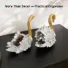 2-Piece Resin Swan Figurines – Elegant Gold Swan Decorative Storage Set