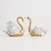 2-Piece Resin Swan Figurines – Elegant Gold Swan Decorative Storage Set