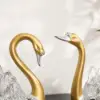 2-Piece Resin Swan Figurines – Elegant Gold Swan Decorative Storage Set