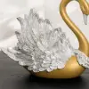 2-Piece Resin Swan Figurines – Elegant Gold Swan Decorative Storage Set
