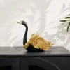 2-Piece Resin Swan Figurines, Black & Gold Decorative Storage Set