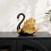 2-Piece Resin Swan Figurines, Black & Gold Decorative Storage Set