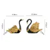 2-Piece Resin Swan Figurines, Black & Gold Decorative Storage Set