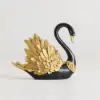 2-Piece Resin Swan Figurines, Black & Gold Decorative Storage Set