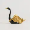2-Piece Resin Swan Figurines, Black & Gold Decorative Storage Set