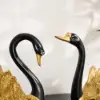 2-Piece Resin Swan Figurines, Black & Gold Decorative Storage Set