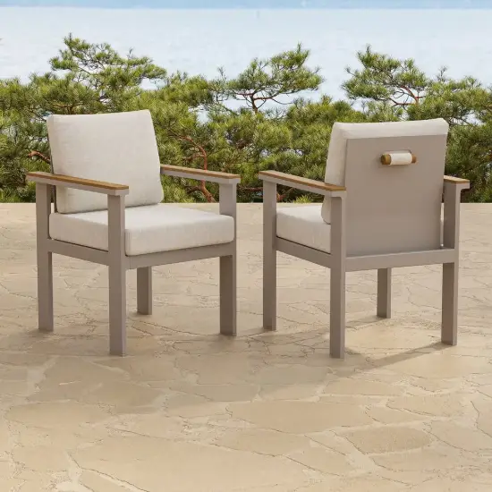 Tevara Outdoor Teak & Aluminium Dining Chairs in Sand, Set of 6