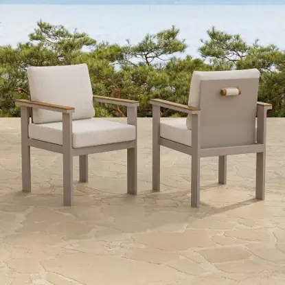 Tevara Outdoor Teak & Aluminium Dining Chairs in Sand, Set of 8