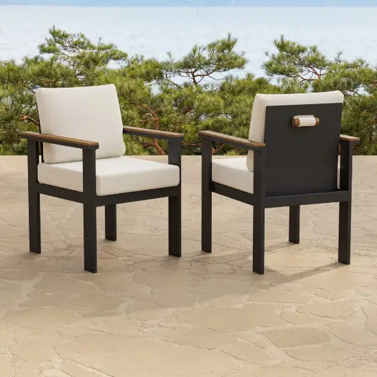 Tevara Outdoor Teak & Aluminium Dining Chairs in Warm White, Set of 4