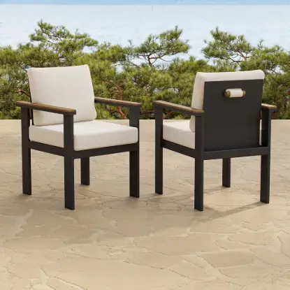Tevara Outdoor Teak & Aluminium Dining Chairs in Warm White, Set of 8