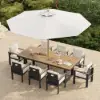 Tevara Outdoor Teak & Aluminium Dining Chairs in Warm White, Set of 8