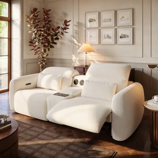 102" 2-Seater Chenille Dual-Motor Power Reclining Sofa with Multifunctional Centre Console