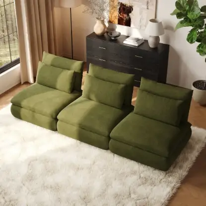 108" 3-Piece Evergreen Chenille Modular Sectional Sofa with Hidden Storage