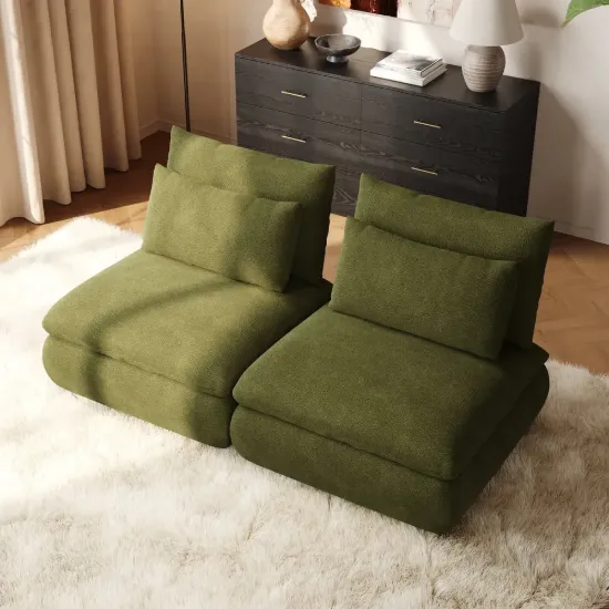 72" 2-Piece Evergreen Chenille Modular Sectional Sofa with Hidden Storage