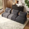 72" 2-Piece Light Grey Chenille Modular Sectional Sofa with Hidden Storage