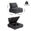 72" 2-Piece Light Grey Chenille Modular Sectional Sofa with Hidden Storage