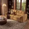 87" 2-Seater Genuine Leather Power Convertible Sleeper Sofa with Adjustable Headrests – Pillows