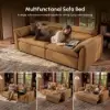 87" 2-Seater Genuine Leather Power Convertible Sleeper Sofa with Adjustable Headrests – Pillows