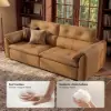 87" 2-Seater Genuine Leather Power Convertible Sleeper Sofa with Adjustable Headrests – Pillows