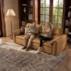 87" 2-Seater Genuine Leather Power Convertible Sleeper Sofa with Adjustable Headrests – Pillows