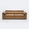 87" 2-Seater Genuine Leather Power Convertible Sleeper Sofa with Adjustable Headrests – Pillows