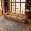 126" 3-Seater Genuine Leather Power Convertible Sleeper Sofa with Adjustable Headrests – Pillows
