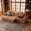 126" 3-Seater Genuine Leather Power Convertible Sleeper Sofa with Adjustable Headrests – Pillows