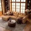 126" 3-Seater Genuine Leather Power Convertible Sleeper Sofa with Adjustable Headrests – Pillows