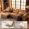 126" 3-Seater Genuine Leather Power Convertible Sleeper Sofa with Adjustable Headrests – Pillows
