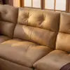 126" 3-Seater Genuine Leather Power Convertible Sleeper Sofa with Adjustable Headrests – Pillows