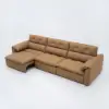 126" 3-Seater Genuine Leather Power Convertible Sleeper Sofa with Adjustable Headrests – Pillows