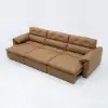 126" 3-Seater Genuine Leather Power Convertible Sleeper Sofa with Adjustable Headrests – Pillows